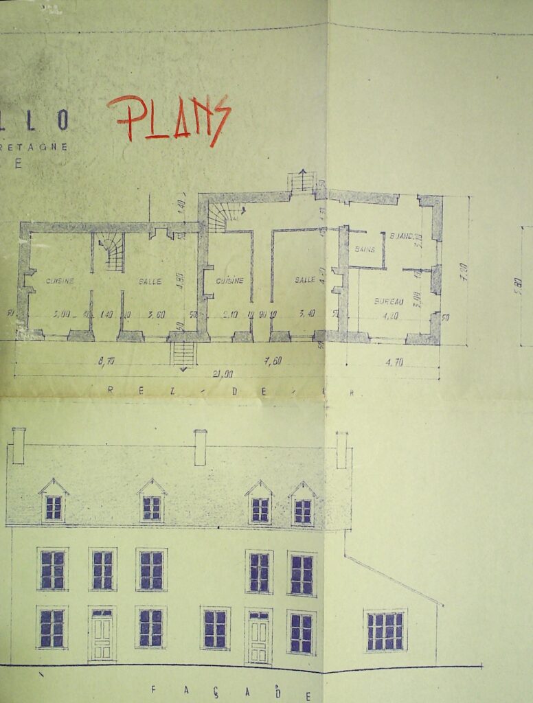 Plan des maisons de M. Novello réalisé par HL Guinebretière - AD53 - 416W242